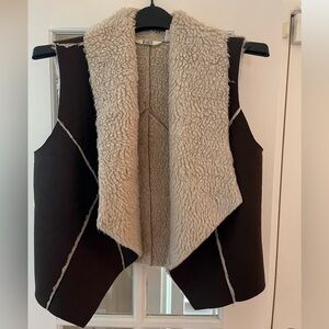 BB Dakota Dark Brown and Cream Shearling Vest